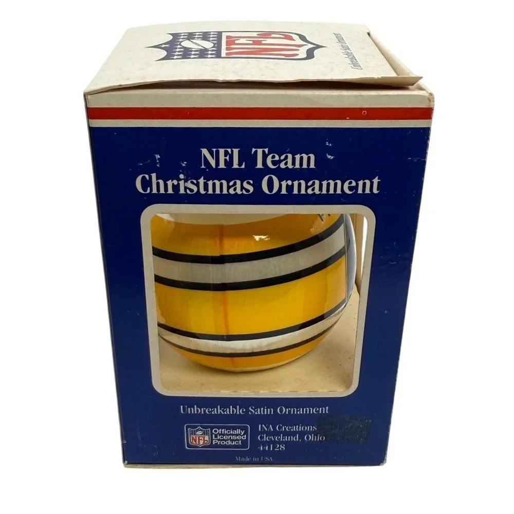 Vintage NIB Pittsburgh‎ Steelers NFL Christmas Ornament Unbreakable Satin Ball